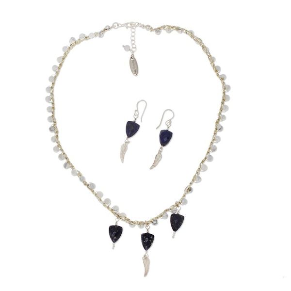 Alternate image for Wing-Themed Agate and Lapis Lazuli Jewelry Set Jewel Wings