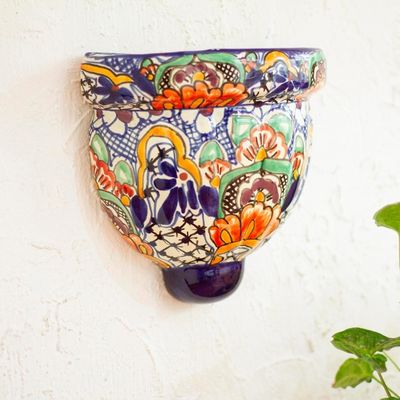 Alternate image for Handmade Multicolored Ceramic Wall Planter Guanajuato Garden