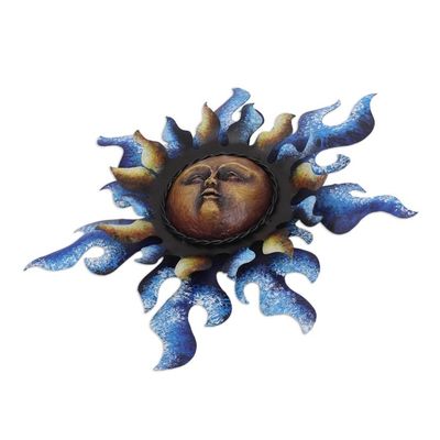 Alternate image for Sun Steel Wall Sculpture in Blue from Mexico Radiant Star in Blue