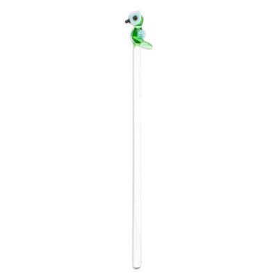 Alternate image for Mexican Recycled Glass Cocktail Stirrer with Green Owl Cheeky Green Owl