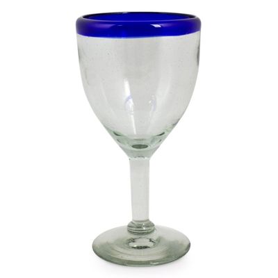 Alternate image for Handblown Glass Recycled Wine Drinkware Goblets Set of 6 Cobalt Classic