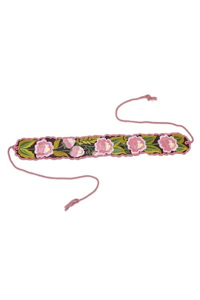 Alternate image for Broad Cotton Hand Woven Wrap Belt with Flowers Chiapas Flower Wrap