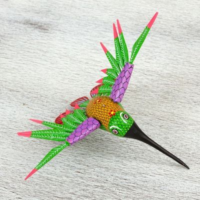Alternate image for Hummingbird Alebrije Home Accent Hand Crafted in Oaxaca Vibrant Hummingbird