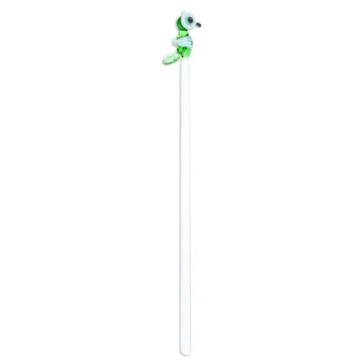 Alternate image for Mexican Recycled Glass Cocktail Stirrer with Green Owl Cheeky Green Owl