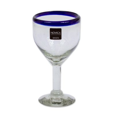 Alternate image for Handblown Glass Recycled Wine Drinkware Goblets Set of 6 Cobalt Classic