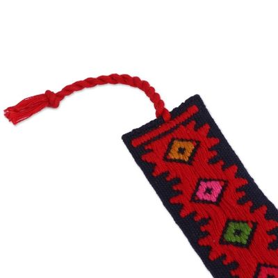 Alternate image for Hand Crafted Multi-Color Embroidered Cotton Bookmark Dynamic Diamonds