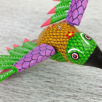 Alternate image for Hummingbird Alebrije Home Accent Hand Crafted in Oaxaca Vibrant Hummingbird
