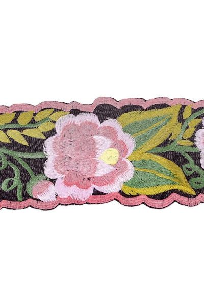 Alternate image for Broad Cotton Hand Woven Wrap Belt with Flowers Chiapas Flower Wrap