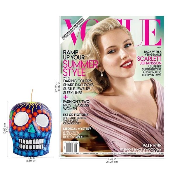Alternate image for Hand Painted Mexican Day of the Dead Purple Skull Candle Colorful Purple Skull