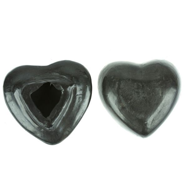 Alternate image for Barro Negro Black Ceramic Mini Jewelry Box Crafted in Mexico Heart Flower