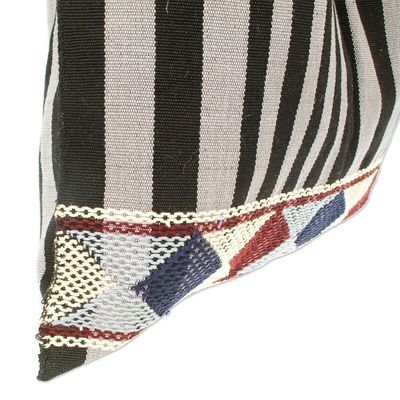 Alternate image for Hand Woven Geometric Striped Cotton Shoulder Bag from Mexico Night Lines