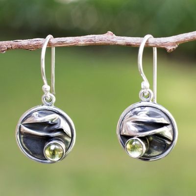 Alternate image for Hand Crafted Womens Fine Silver Peridot Earrings Taxco Dawn