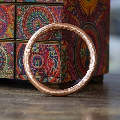 Alternate image for Modern Textured Copper Bangle Bracelet Made in Mexico Hammered Charm