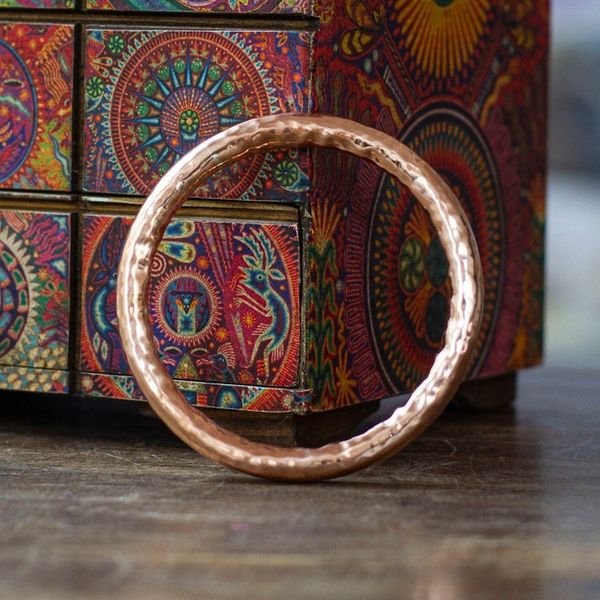 Alternate image for Modern Textured Copper Bangle Bracelet Made in Mexico Hammered Charm