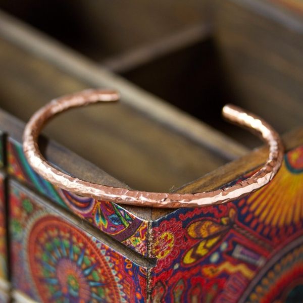 Alternate image for Textured Copper Cuff Bracelet Made in Mexico Textured Charm
