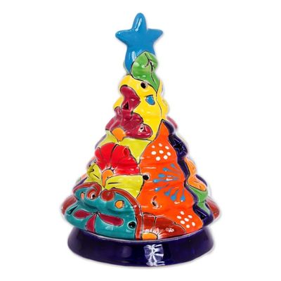 Alternate image for Talavera-Style Ceramic Christmas Tree Lantern from Mexico Christmas Pine
