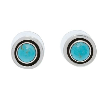 Alternate image for Button Earrings with Natural Turquoise Goddess Glow