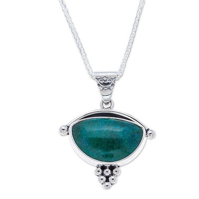 Alternate image for Handmade Mexico Chrysocolla and Silver Pendant Necklace Taxco Mystique