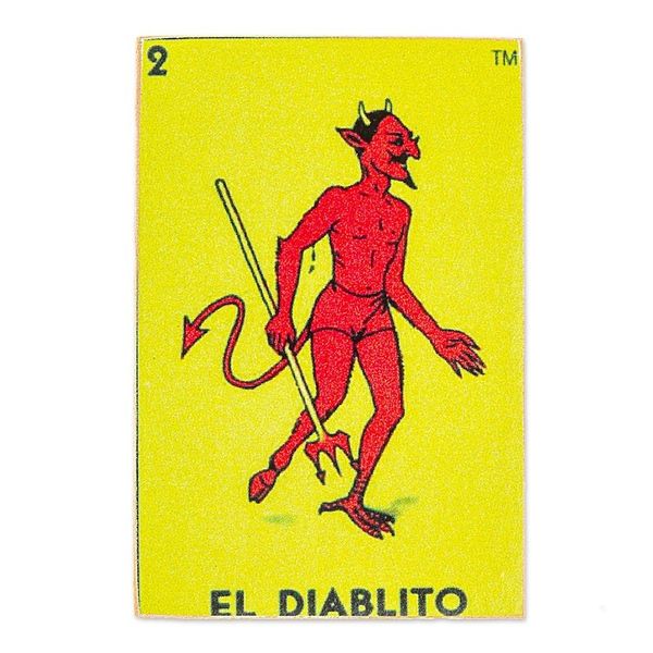 Alternate image for Decoupage Wooden Magnet With Mexican Loteria Card Motif The Little Devil