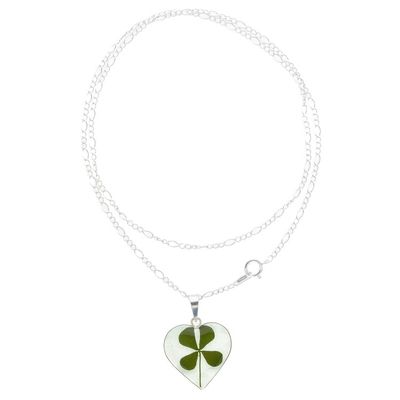 Alternate image for Heart-Shaped Natural Clover Pendant Necklace from Mexico Clover Heart