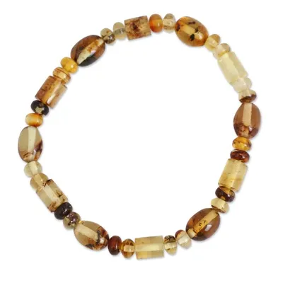 Alternate image for Natural Amber Beaded Stretch Bracelet from Mexico Unique Elegance