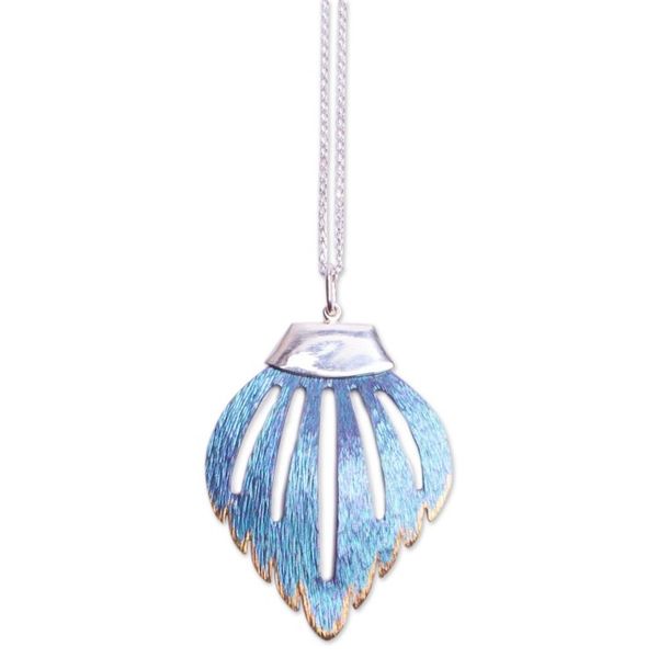 Alternate image for Sterling Silver and Titanium Pendant Necklace from Mexico Blue Agassizi Fin