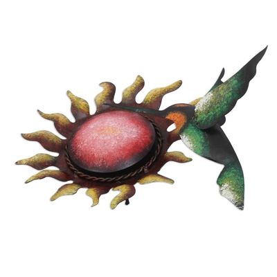 Alternate image for Handcrafted Sunflower Steel Wall Sculpture from Mexico Blooming Sunflower