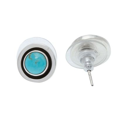 Alternate image for Button Earrings with Natural Turquoise Goddess Glow