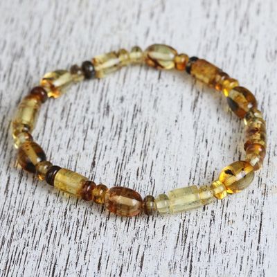 Alternate image for Natural Amber Beaded Stretch Bracelet from Mexico Unique Elegance
