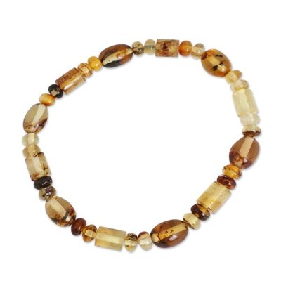 Alternate image for Natural Amber Beaded Stretch Bracelet from Mexico Unique Elegance