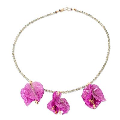 Alternate image for Natural Flower Jewelry Set with Gemstones Bougainvillea Beauty