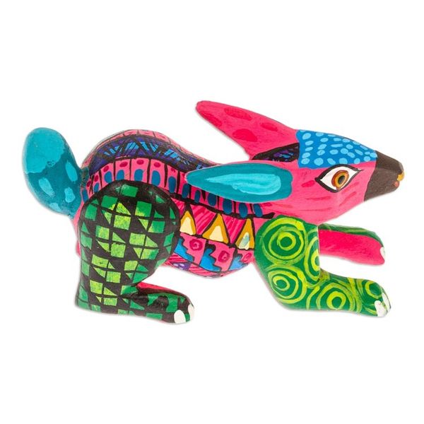 Alternate image for Hand-Painted Copal Wood Alebrije Rabbit Figurine in Carmine Carmine Rabbit