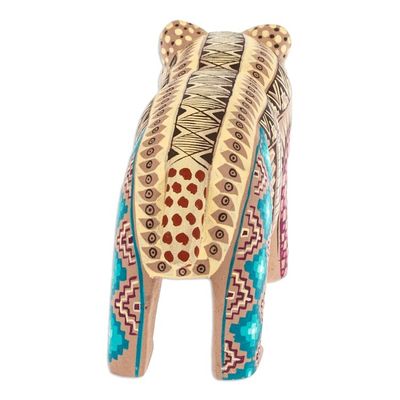 Alternate image for Handmade Geometric Brown Copal Wood Bear Alebrije Figurine The Noble Master in Brown