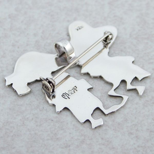 Alternate image for Day of the Dead Sterling Silver Brooch Pendant Skeletal Hat Dance