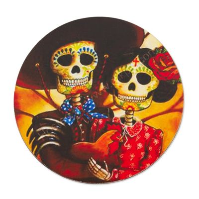 Alternate image for Wood Coasters Day of the Dead Set of 4 from Mexico Catrin and Catrina