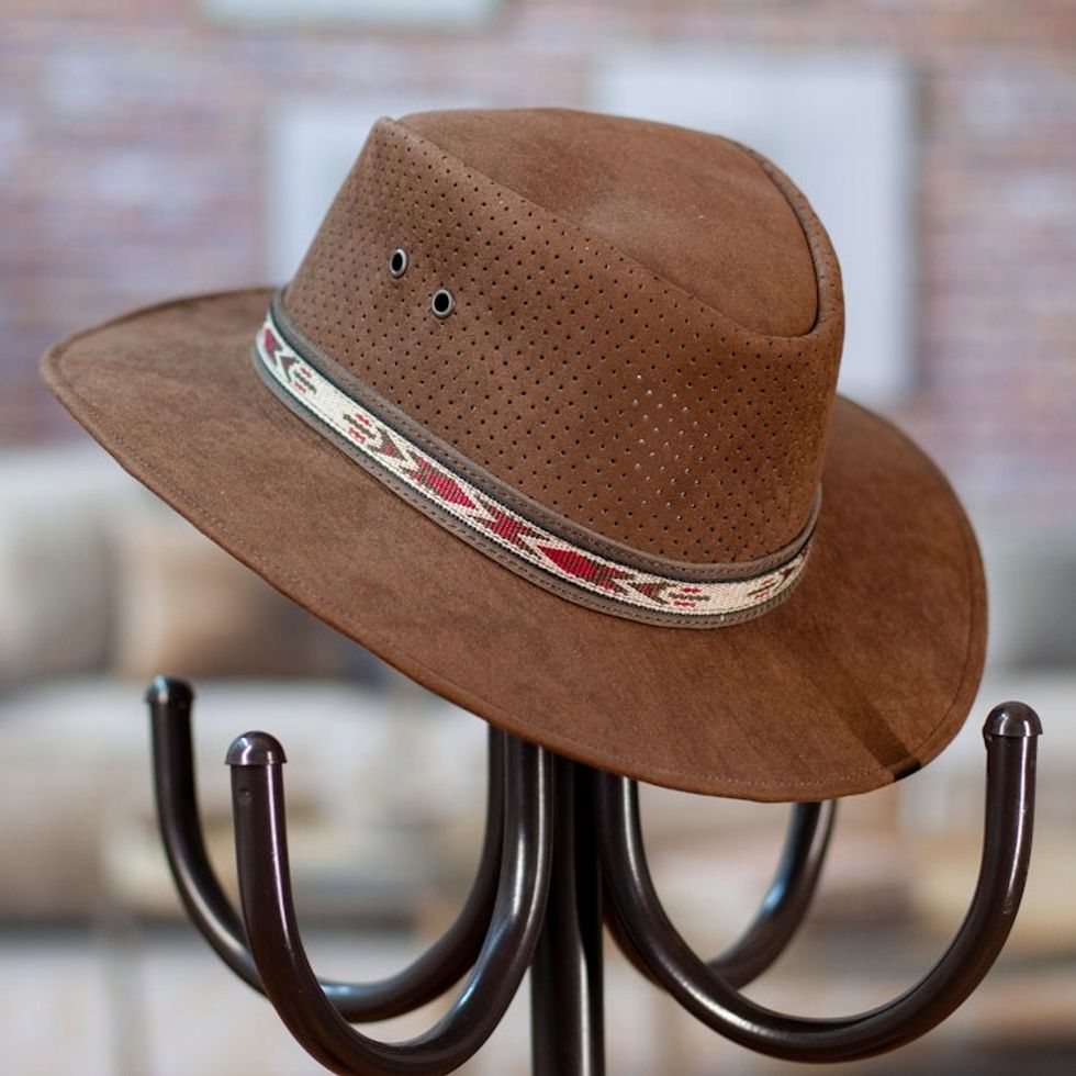 Handcrafted Mahogany Leather Hat from Mexico 'Classic Look in Mahogany'