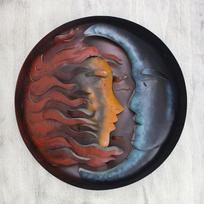 Alternate image for Hand Made Sun and Moon Steel Wall Art Sculpture Romance Eclipse