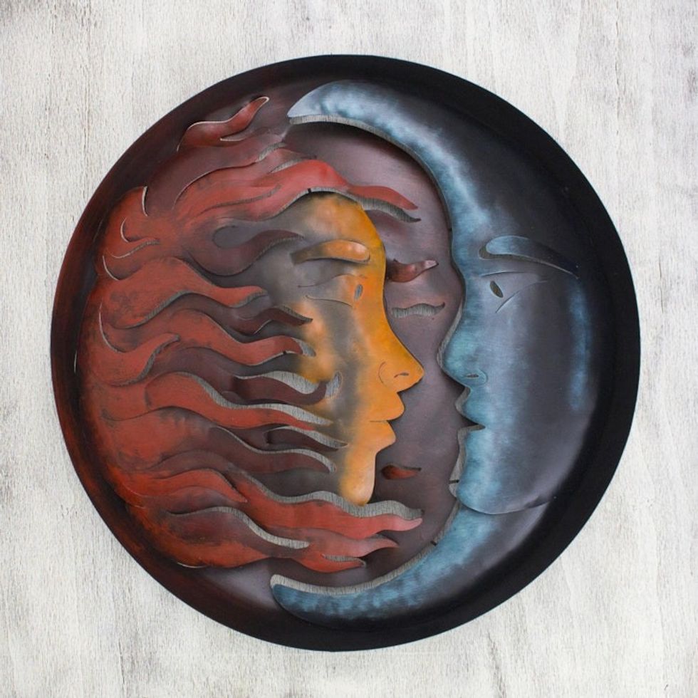 Hand Made Sun and Moon Steel Wall Art Sculpture 'Romance Eclipse'
