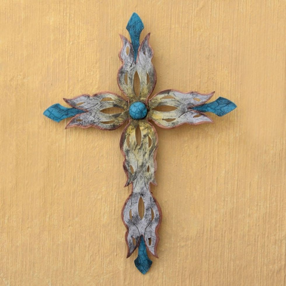 Steel Wall Sculpture Metal Art Handmade in Mexico 'Mission Cross'