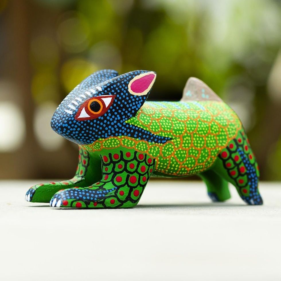 Handcrafted Rabbit Alebrije from Mexico 'Green Hare'