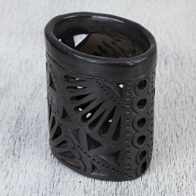 Alternate image for Oaxaca Barro Negro Oval Ceramic Pencil Holder Oaxacan Oval