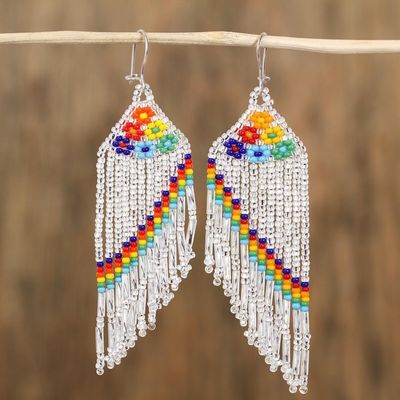 Alternate image for Colorful Glass Beaded Waterfall Earrings from Mexico Shower of Colors