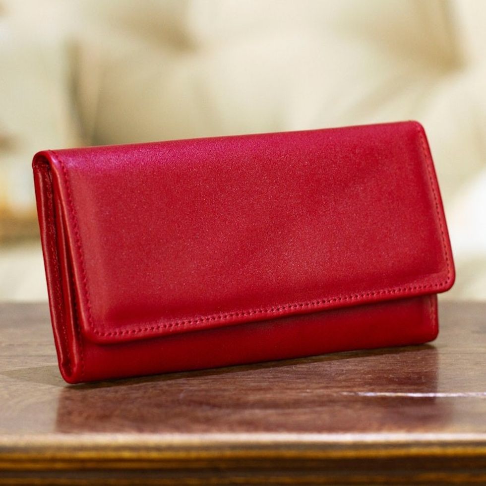 Burgundy Leather Wallet with Coin Pocket 'Coporo Burgundy'