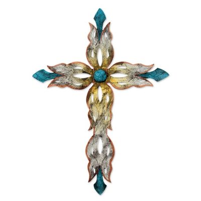 Alternate image for Steel Wall Sculpture Metal Art Handmade in Mexico Mission Cross