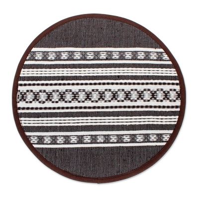 Alternate image for Artisan Hand Woven Brown Striped Tortilla Holder Oaxacan Coffee