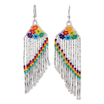 Alternate image for Colorful Glass Beaded Waterfall Earrings from Mexico Shower of Colors