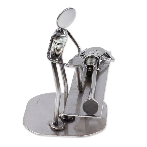 Alternate image for Handmade Chiropractic Recycled Metal Figurine from Mexico Chiropractic