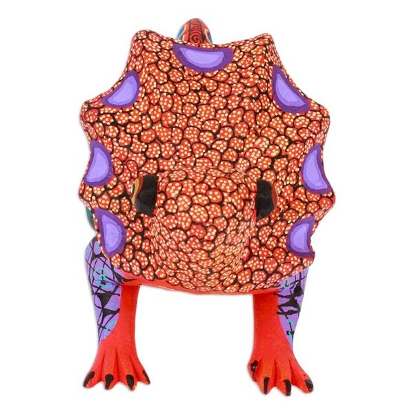 Alternate image for Painted Strawberry Copal Wood Chameleon Alebrije Figurine Chameleonic Strawberry