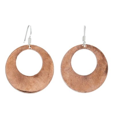 Alternate image for Silver-Accented Copper Dangle Earrings with Floral Details Blooming Auras