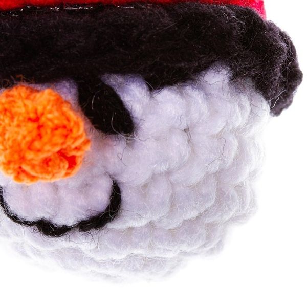 Alternate image for Handmade Crocheted Snowman Head Ornaments Pair Snowman Smiles